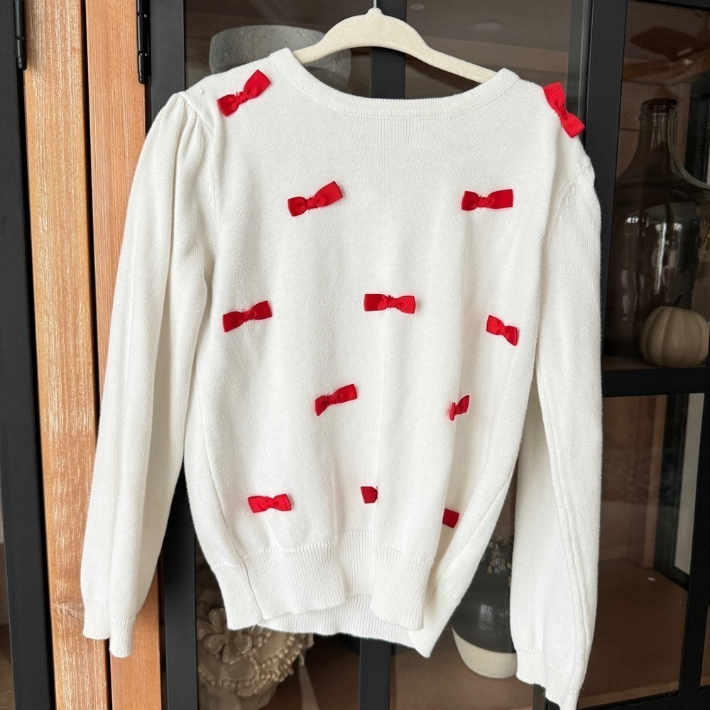 Rufflebutts 3D bows sweater knit long sleeve crewneck top toddler girl christmas